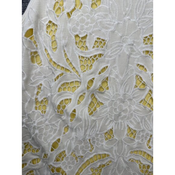 Anthropologie‎ Akemi Kin Tank Top Blouse Lace White Yellow White Hi-Low Size M - Picture 6 of 11